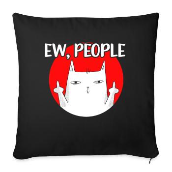 Ew Gens Chat Drôle Vintage Antisocial - Coussin et housse de 45 x 45 cm - noir - Devant