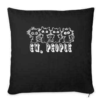 Ew Gens Chat Drôle Vintage Antisocial - Coussin et housse de 45 x 45 cm - noir - Devant