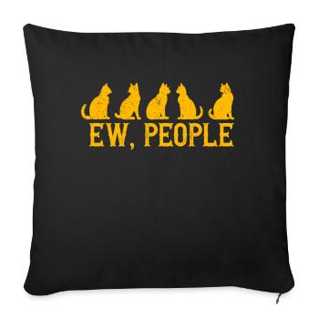 Ew Gens Chat Drôle Vintage Antisocial - Coussin et housse de 45 x 45 cm - noir - Devant