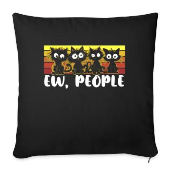 Ew Gens Chat Drôle Vintage Antisocial - Coussin et housse de 45 x 45 cm - noir - Devant