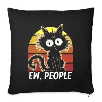 Ew Gens Chat Drôle Vintage Antisocial - Coussin et housse de 45 x 45 cm - noir - Devant