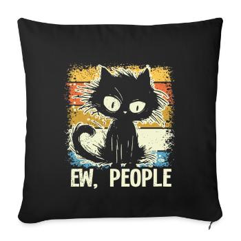 Ew Gens Chat Drôle Vintage Antisocial - Coussin et housse de 45 x 45 cm - noir - Devant