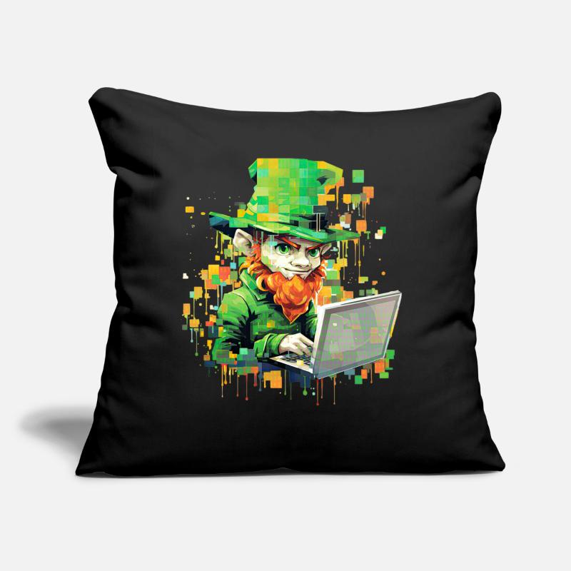 Coder Leprechaun St Patrick's Day Binary Programme Sofakissen mit Füllung 45 x 45 cm