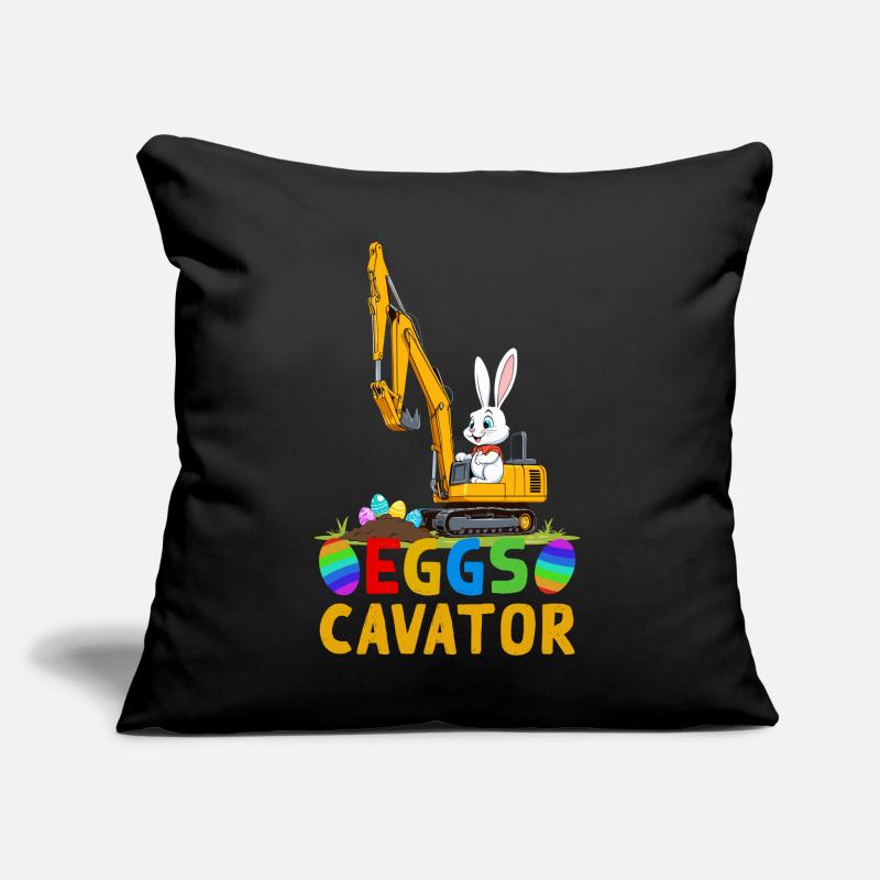 Funny Easter Saying Easter Bunny Excavator Driver Sofa pillow with filling 45cm x 45cm