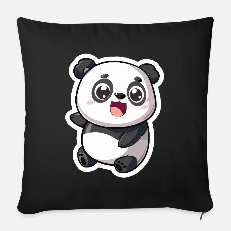 Exubérant Panda Buddy Autocollant - Coussin et housse de 45 x 45 cm - noir