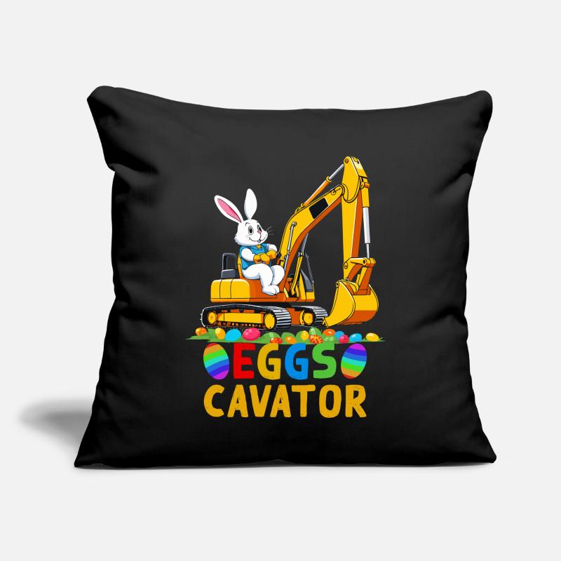 Funny Easter Saying Easter Bunny Excavator Driver Sofa pillow with filling 45cm x 45cm