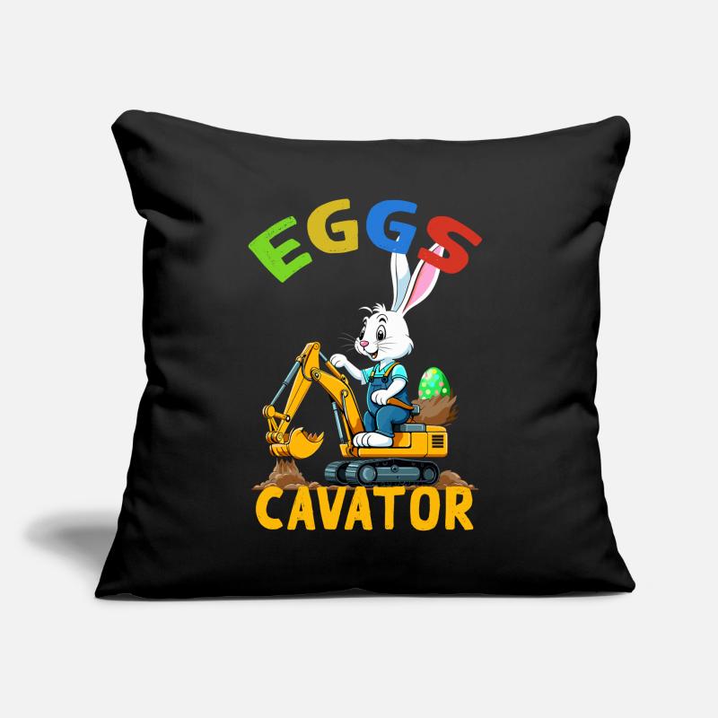Funny Easter Saying Easter Bunny Excavator Driver Sofa pillow with filling 45cm x 45cm