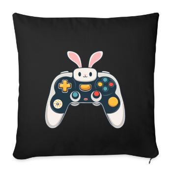 Lapin de Pâques Gamer Iconic Gaming Streetwear - Coussin et housse de 45 x 45 cm - noir - Devant