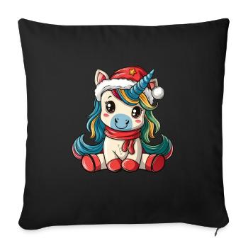 Licorne Noël Kawaii - Coussin et housse de 45 x 45 cm - noir - Devant
