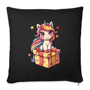 Licorne Noël Kawaii - Coussin et housse de 45 x 45 cm - noir - Devant