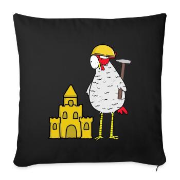 Craftsman Chicken Sandcastle Construction Site Building Builder - Sofa pillow with filling 45cm x 45cm - black - Front