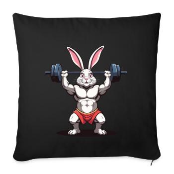 Lapin de Pâques Body Building Animal Drôle Séance D’entraînement - Coussin et housse de 45 x 45 cm - noir - Devant