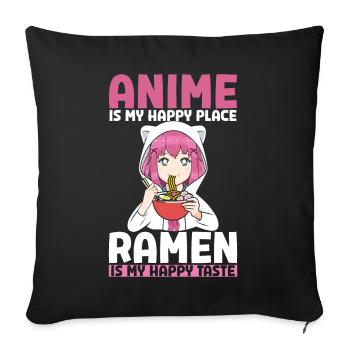 Anime Happy Place Ramen Happy Taste - Sofa pillow with filling 45cm x 45cm - black - Front