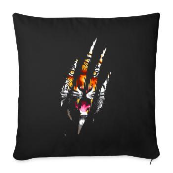 Oeil de tigre griffe Safari Zoo faune Animal - Coussin et housse de 45 x 45 cm - noir - Devant