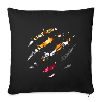 Oeil de tigre griffe Safari Zoo faune Animal - Coussin et housse de 45 x 45 cm - noir - Devant