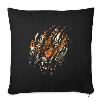 Oeil de tigre griffe Safari Zoo faune Animal - Coussin et housse de 45 x 45 cm - noir - Devant