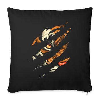 Oeil de tigre griffe Safari Zoo faune Animal - Coussin et housse de 45 x 45 cm - noir - Devant