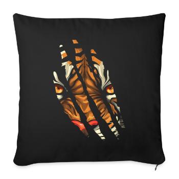 Oeil de tigre griffe Safari Zoo faune Animal - Coussin et housse de 45 x 45 cm - noir - Devant