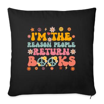 Groovy Reading Librarian Funny Library - Sofa pillow with filling 45cm x 45cm - black - Front