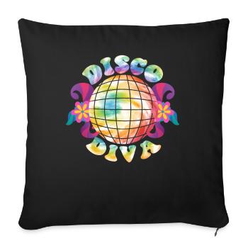 Disco Groovy Hippie des années 70 des années 80 Vintage Seventies - Coussin et housse de 45 x 45 cm - noir - Devant