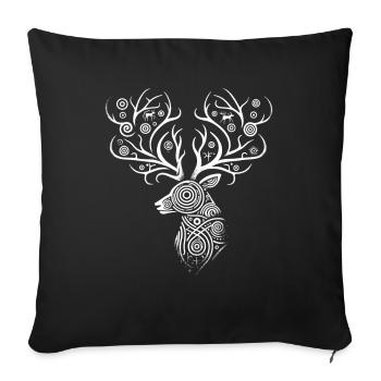 Pétroglyphe Art rupestre ancien Rock dessin indien - Coussin et housse de 45 x 45 cm - noir - Devant