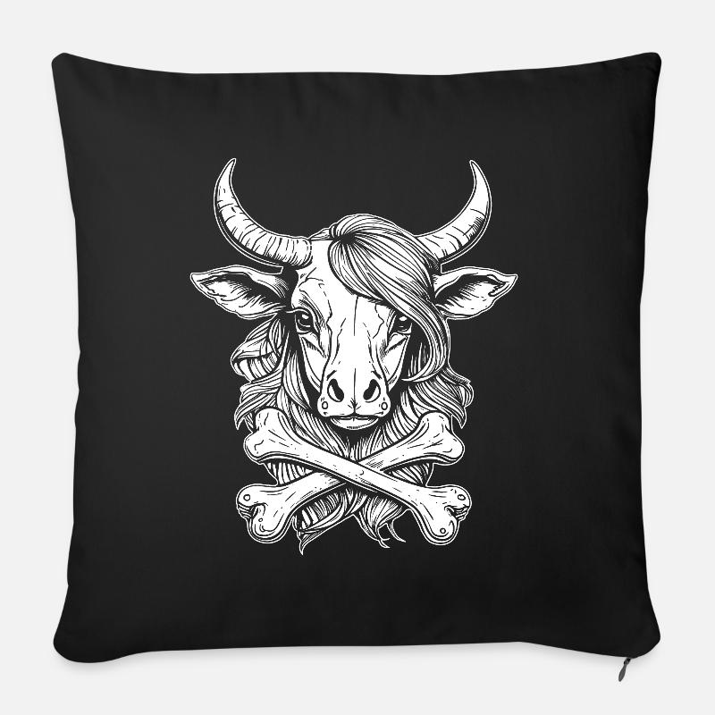 Chemise de bien-être animal : Déclaration de conception de vache - Coussin et housse de 45 x 45 cm - noir