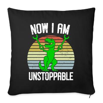 Rétro Maintenant je suis imparable Drôle T-Rex Dinosaure - Coussin et housse de 45 x 45 cm - noir - Devant