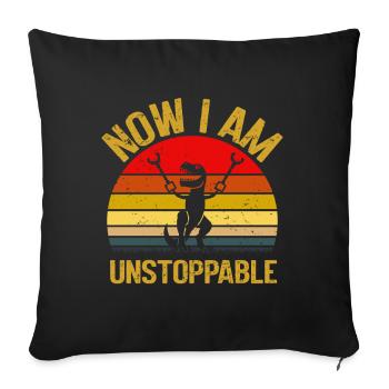 Rétro Maintenant je suis imparable Drôle T-Rex Dinosaure - Coussin et housse de 45 x 45 cm - noir - Devant