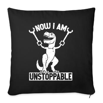 Rétro Maintenant je suis imparable Drôle T-Rex Dinosaure - Coussin et housse de 45 x 45 cm - noir - Devant