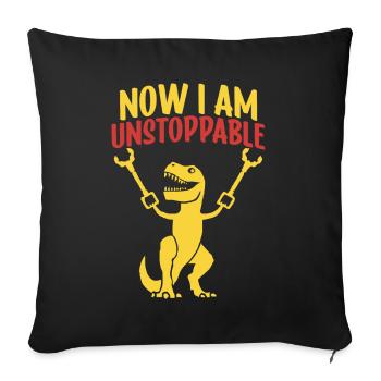 Rétro Maintenant je suis imparable Drôle T-Rex Dinosaure - Coussin et housse de 45 x 45 cm - noir - Devant