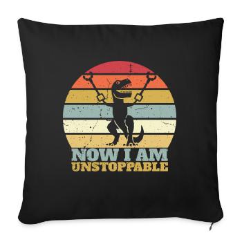 Rétro Maintenant je suis imparable Drôle T-Rex Dinosaure - Coussin et housse de 45 x 45 cm - noir - Devant