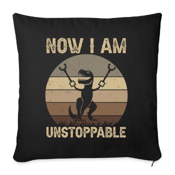 Rétro Maintenant je suis imparable Drôle T-Rex Dinosaure - Coussin et housse de 45 x 45 cm - noir - Devant