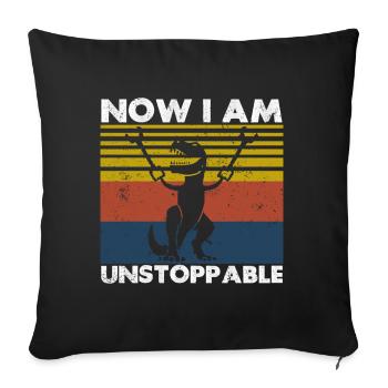 Rétro Maintenant je suis imparable Drôle T-Rex Dinosaure - Coussin et housse de 45 x 45 cm - noir - Devant