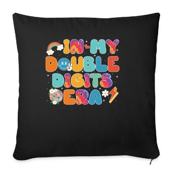 Décoration d’anniversaire à deux chiffres filles 10 - Coussin et housse de 45 x 45 cm - noir - Devant