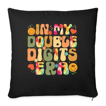 Décoration d’anniversaire à deux chiffres filles 10 - Coussin et housse de 45 x 45 cm - noir - Devant