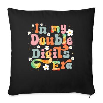 Double Digit Birthday Decoration Girls 10 - Sofa pillow with filling 45cm x 45cm - black - Front