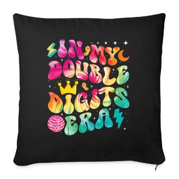 Décoration d’anniversaire à deux chiffres filles 10 - Coussin et housse de 45 x 45 cm - noir - Devant