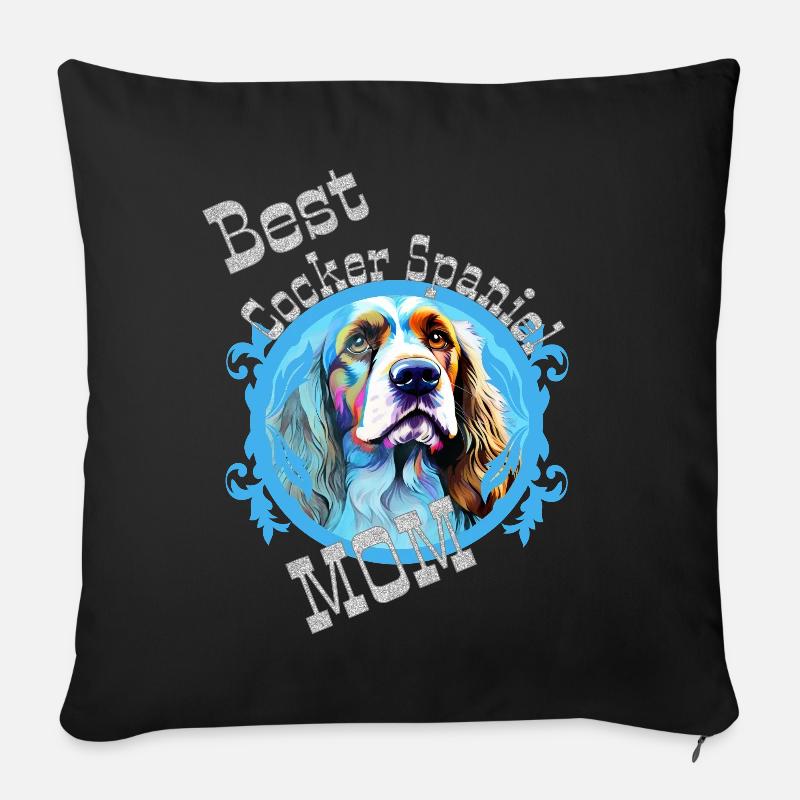Cocker anglais Spaniel Dire Meilleure Maman - Coussin et housse de 45 x 45 cm - noir