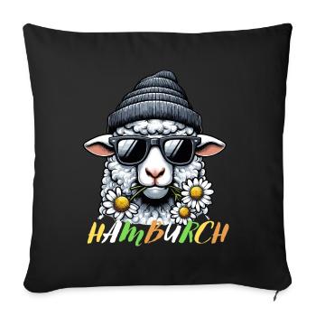 Hamburg Hamburch Schaf Hansestadt Küste Nordsee - Sofakissen mit Füllung 45 x 45 cm - Schwarz - Vorne