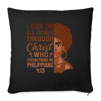 Je peux tout faire par Christ Afro-Américain - Coussin et housse de 45 x 45 cm - noir - Devant