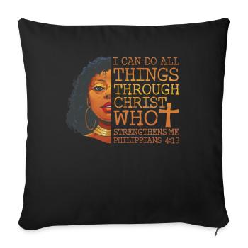 Je peux tout faire par Christ Afro-Américain - Coussin et housse de 45 x 45 cm - noir - Devant