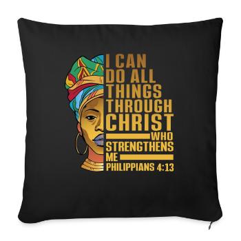 Je peux tout faire par Christ Afro-Américain - Coussin et housse de 45 x 45 cm - noir - Devant