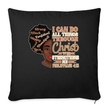 Je peux tout faire par Christ Afro-Américain - Coussin et housse de 45 x 45 cm - noir - Devant