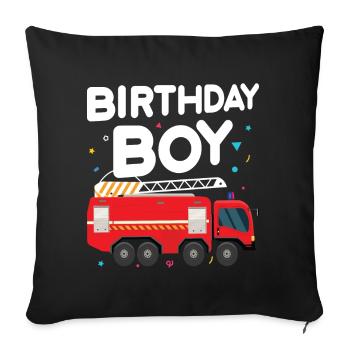 Birthday Boy Firefighter Birthday Boy - Sofa pillow with filling 45cm x 45cm - black - Front