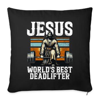 Jesus The Ultimate Deadlifter Christian Gym - Sofa pillow with filling 45cm x 45cm - black - Front
