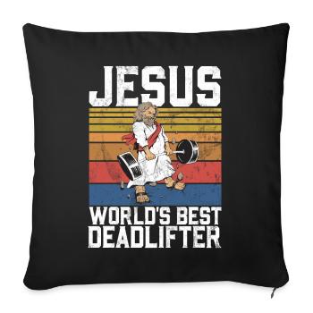 Jesus The Ultimate Deadlifter Christian Gym - Sofa pillow with filling 45cm x 45cm - black - Front