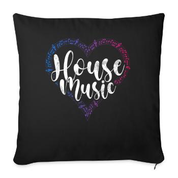 House Music, EDM, Rave, DJ, Electro, Deep House, Amoureux - Coussin et housse de 45 x 45 cm - noir - Devant