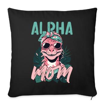 Alpha Maman Drôle Dinosaure Maman Dinos Cool - Coussin et housse de 45 x 45 cm - noir - Devant