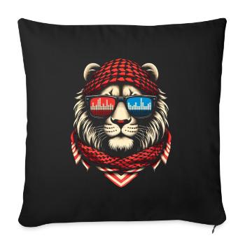 Lion Avec Lunettes De Soleil House Musique Rave DJ - Coussin et housse de 45 x 45 cm - noir - Devant