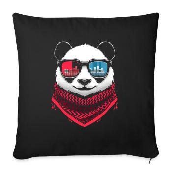 Panda Avec Lunettes De Soleil House Musique Rave DJ - Coussin et housse de 45 x 45 cm - noir - Devant